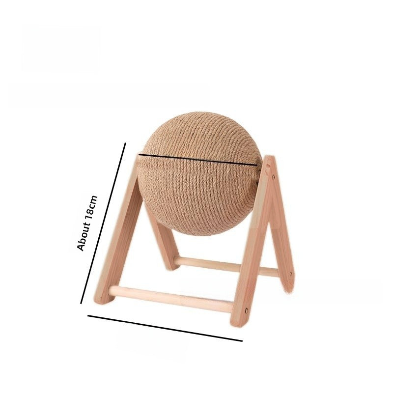 Wooden Cat Scratching Ball with Hemp Rope