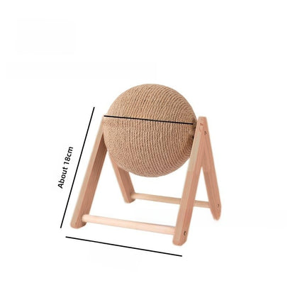 Wooden Cat Scratching Ball with Hemp Rope