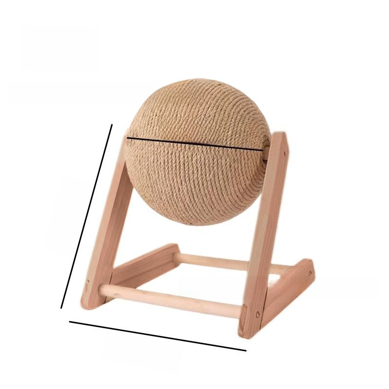 Wooden Cat Scratching Ball with Hemp Rope