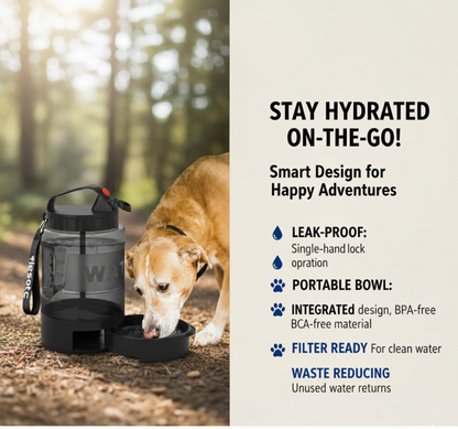 2.2L Large-Capacity Dog Water Bottle with Foldable Bowl