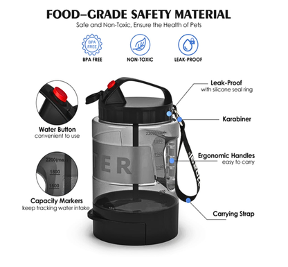 2.2L Large-Capacity Dog Water Bottle with Foldable Bowl