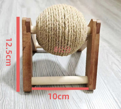 Wooden Cat Scratching Ball with Hemp Rope