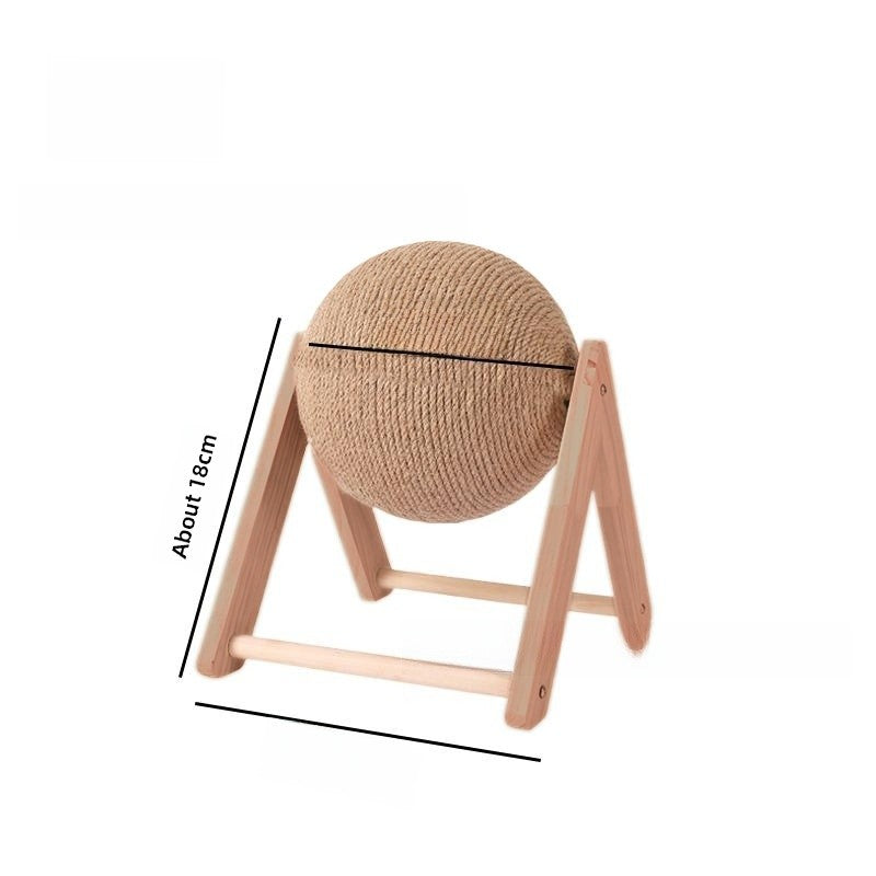 Wooden Cat Scratching Ball with Hemp Rope