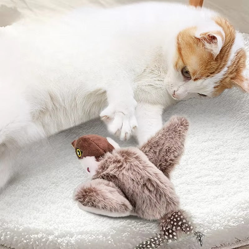 Touch-Activated Flapping Bird Cat Toy – USB Charging & Motion Simulation
